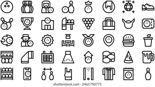 Bowling Icons colección es una Ilustración vectorial con trazo editable.