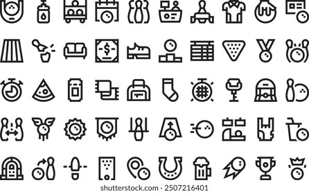 Bowling icons collection is a vector illustration with editable stroke.