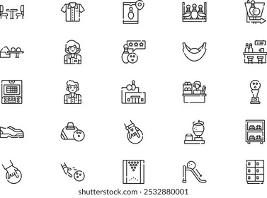 Bowling icons collection is a vector illustration with editable stroke.