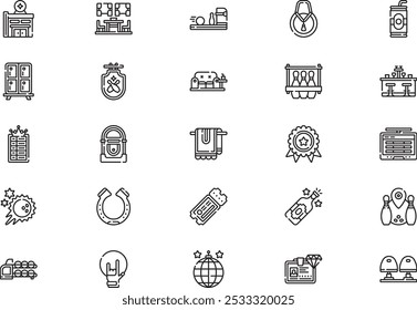 Bowling icons collection is a vector illustration with editable stroke.