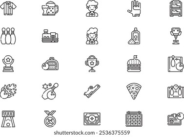 La colección de iconos de bolos es una Ilustración vectorial con trazo editable.