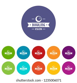 Bowling icons color set vector for any web design on white background