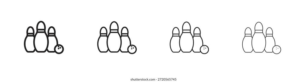 Bowling icons designed in outline, line and stroke style