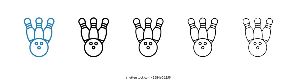 Bowling icons in five different stroke sizes