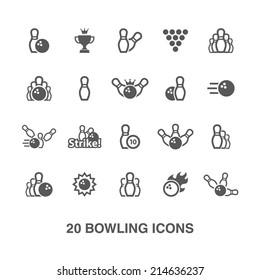 Bowling icons set.