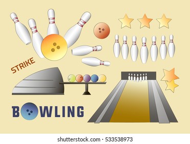 Bowling icons set