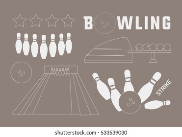 Bowling icons set