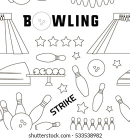 Bowling icons set pattern