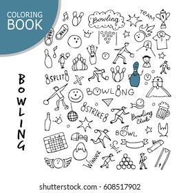 Bowling icons set, sketch for your design