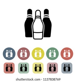 Bowling icons set. Vector illustration.