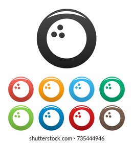 Bowling icons set. Vector simple set of bowling vector icons in different colors isolated on white