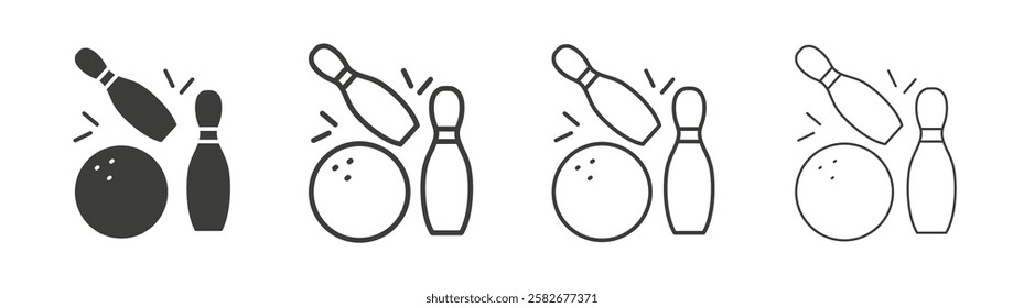 Bowling icons set vectors graphic designs