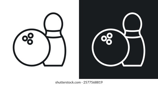 Bowling icons in thin black and white stroke liner style