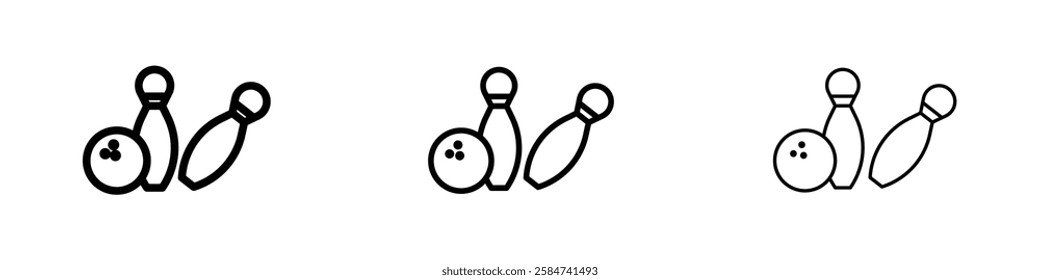 Bowling icons in three different stroke lines