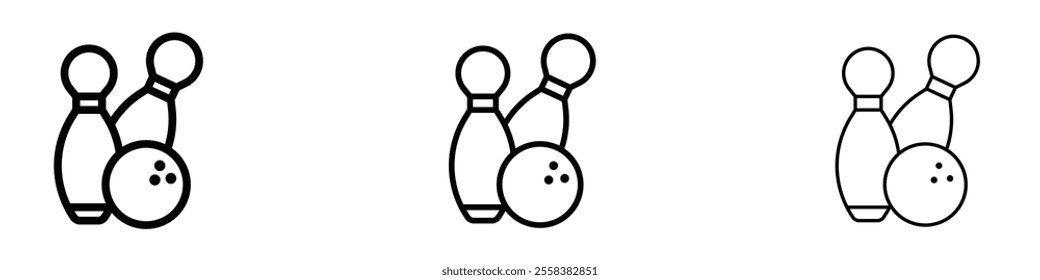 Bowling icons in tree different stroke sizes