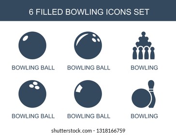 bowling icons. Trendy 6 bowling icons. Contain icons such as bowling ball. icon for web and mobile.