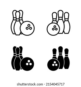 Vector de iconos de bolas. bola de boliche, signo y símbolo de pin.