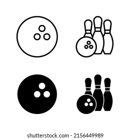 Bowlingsymbole, Vektor. Bowlingkugel und Pin-Zeichen und Symbol.
