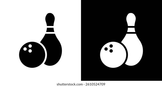 Bowling icons vector set in solid flat style