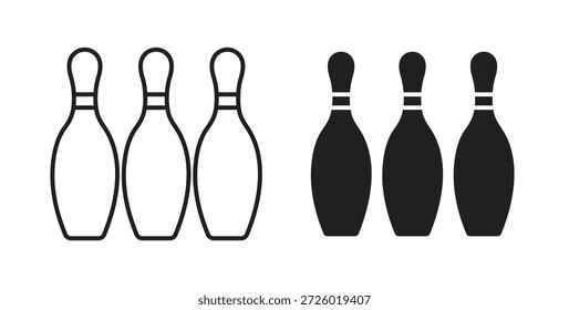 Símbolo de Vector de iconos de bolos con trazo editable y versiones planas