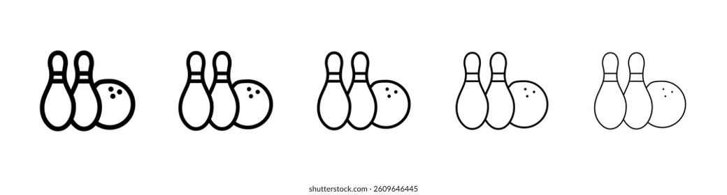 Bowling icons vectors set in different stroke lines