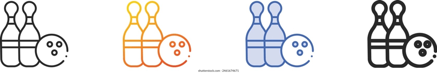 bowling icon.Thin Linear, Gradient, Blue Stroke and bold Style Design Isolated On White Background