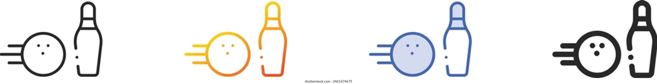 bowling icon.Thin Linear, Gradient, Blue Stroke and bold Style Design Isolated On White Background