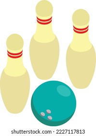 bowling illustration in 3D isometric style isolated on background