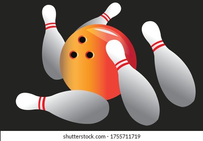bowling illustrator strike.fun sport throw the ball