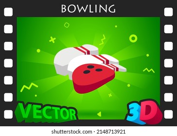 Bowling isometric design icon. Vector web illustration. 3d colorful concept