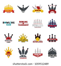 Bowling kegling game icons set. Realistic illustration of 16 bowling kegling game vector icons for web