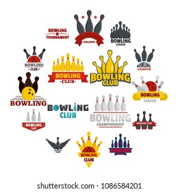 Bowling kegling game icons set. Realistic illustration of 16 bowling kegling game vector icons for web