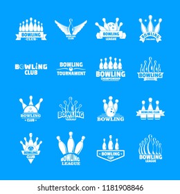 Bowling kegling game icons set. Simple illustration of 16 bowling kegling game vector icons for web