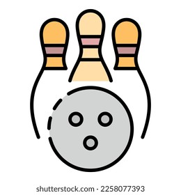 Bowling kegling icon. Outline bowling kegling vector icon color flat isolated on white