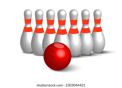 Bowling kegling mockup set. Realistic illustration kegling mockup for web. Vector illustration.