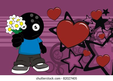 bowling kid cartoon background in vector format