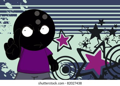 bowling kid cartoon background in vector format