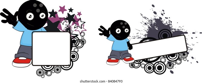 bowling kid cartoon copyspace in vector format
