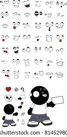 bowling kid cartoon set in vector format