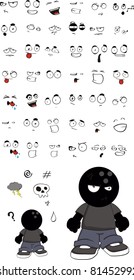 bowling kid cartoon set in vector format