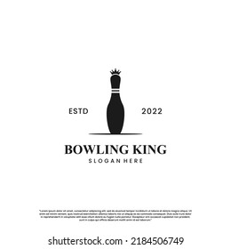 logo de bowling king, boliche con el concepto de logo de la corona