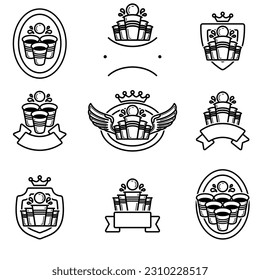 Bowling label and element set. Collection element bowling. Vector