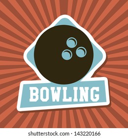 bowling label over rays background vector illustration