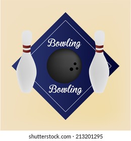 a bowling label with a pair of pins and its respective ball