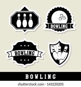 bowling labels over beige background vector illustration