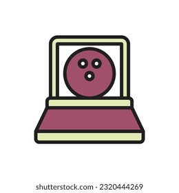 Bowling Laptop Icon Vector Illustration