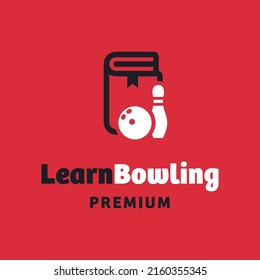 Bowling with learn logo design vector graphic symbol icon sign illustration creative idea