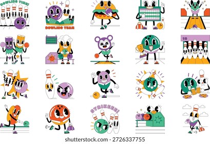 Ilustrações De Atividade De Boliche E Lazer Ilustração De Vetor. Modelo de design de símbolo de ilustração para elemento de interface do usuário móvel da Web.
