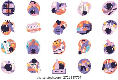 Ilustración vectorial De Bolos Y Ilustraciones De Ocio. Plantilla de diseño de símbolos de ilustración para elemento de interfaz de usuario móvil de Web.