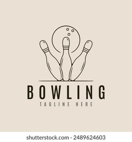 Bowling line art logo icon and symbol minimalist game tournament vector illustration design